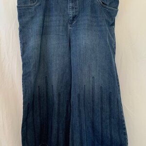 eShakti Wide Leg Stretch Jeans with Stitch Detail – Size 42 Waist